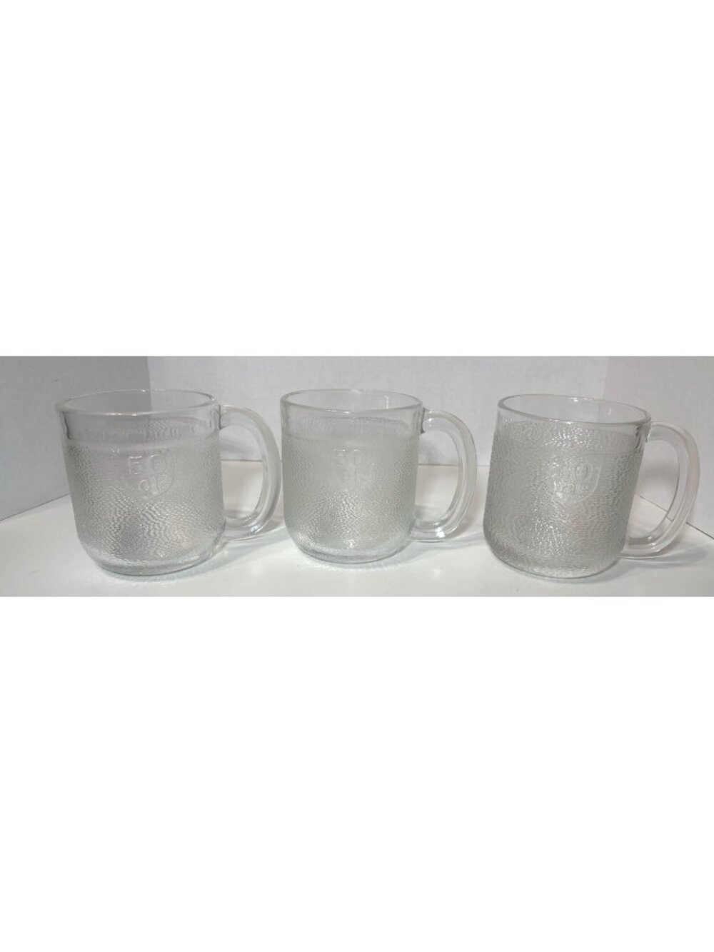 Iittala Krouvi 50CL Beer Mugs x3 textured clear glass vintage Toikka Finland